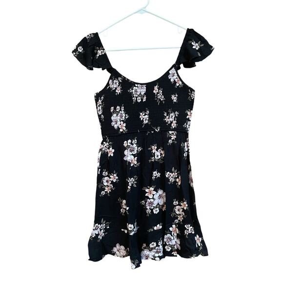 Band of Gypsies Black Lavender Floral Mini Fit‎ & Flare Dress Size S Stretch NWT - Picture 3 of 10